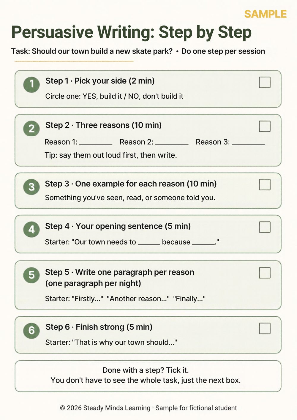 Sample step-by-step assignment guide